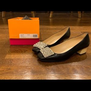 Kate Spade black/cream diamond-studded heels
